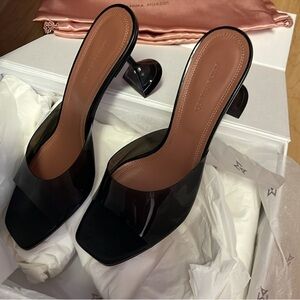 Amina Muaddi PVC Black Heels